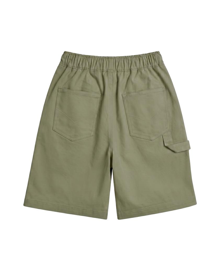 Noming Chino Single-Pleat Strap Wide Bermuda Shorts - Khaki