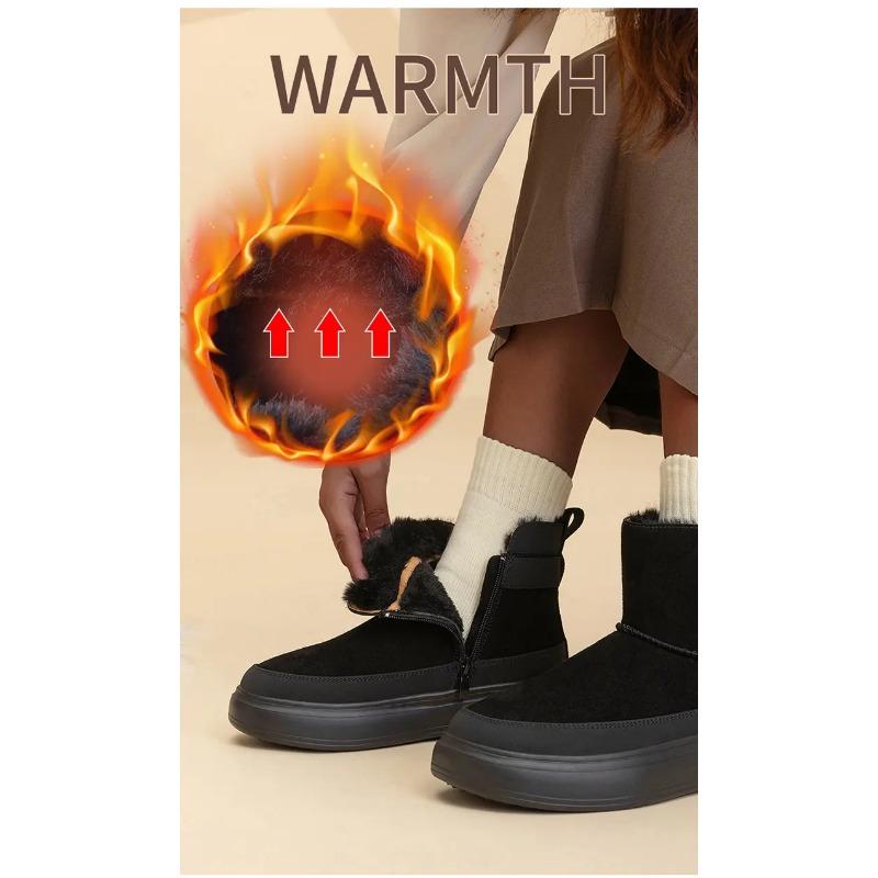 2026 Women Snow Boots Casual Plush Warm Platform Shoes Female Winter Comfort Antiskid Zipper Ankle Boots