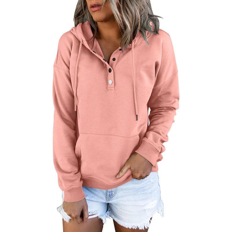 Women's Long-sleeved Loose Casual Hooded Drawstring Pocket Hoodie