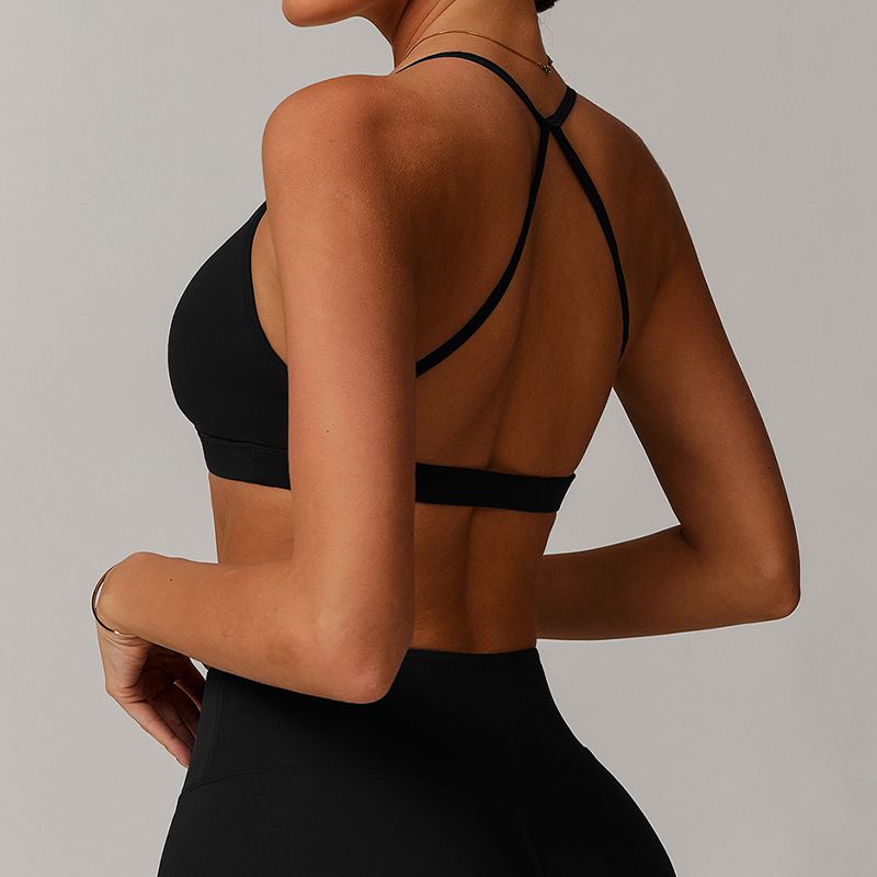Cross Beauty Back Sports Underwear Women 2025 New Yoga Bra Running Outer Wear Gathered Sexy Workout Clothes Vest