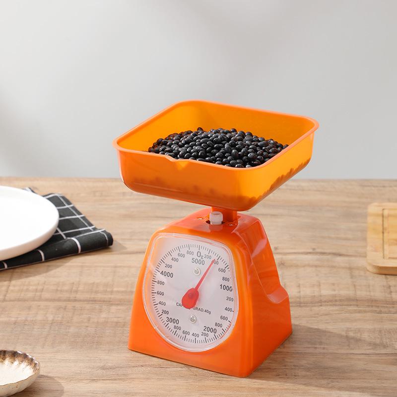 Compact Mechanical Kitchen Scale with Plastic Dial and Fruit Plate - Household Spring Pointer Scale