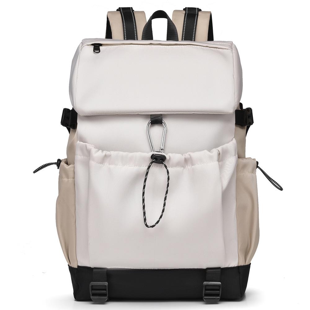 Simple Solid Color Versatile Backpack with Drawstring Design, Casual Travel Backpack for Both Men and Women, Commuting Backpack