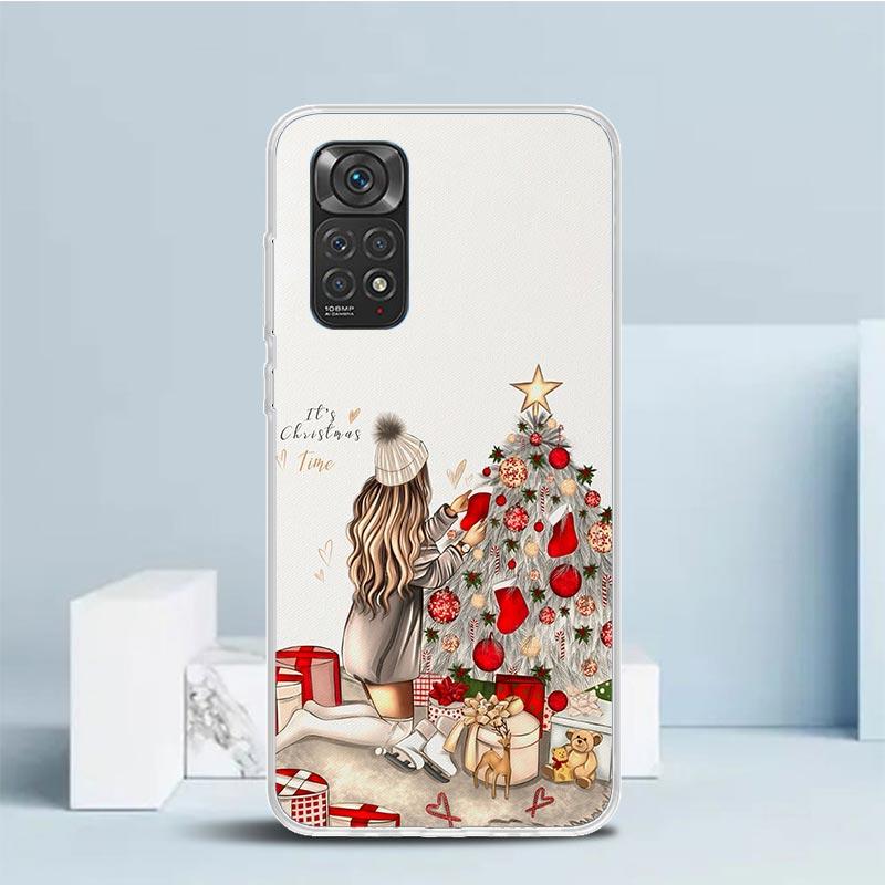 Christmas Girls Tree Gift Phone Case For Xiaomi Redmi Note 15 14 14S 13 12S 12 Pro Plus 11S 11 11T 11E 10S 10 + Soft TPU Back Co