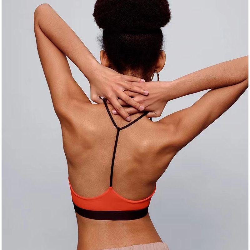

Yoga Fashion Nude Feel Quick-Drying Contrast Color Dance Bra L Orange [quality version]]