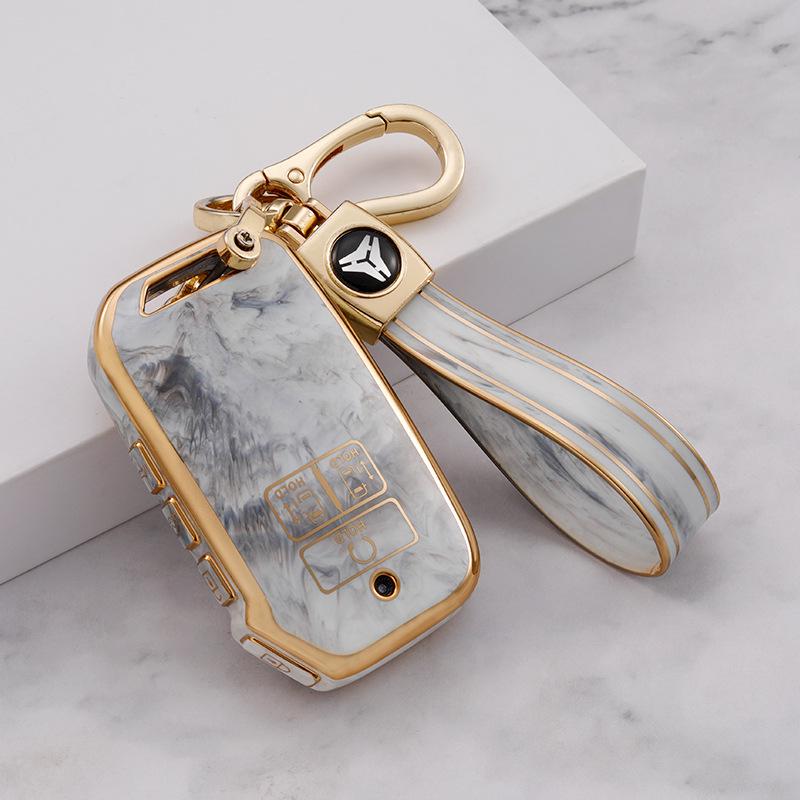 Kia K3 Car Key Case: Compatible with K2, KX3, KX5, Sportage, Soul, and Forte - Gem Pattern Shell with Buckle