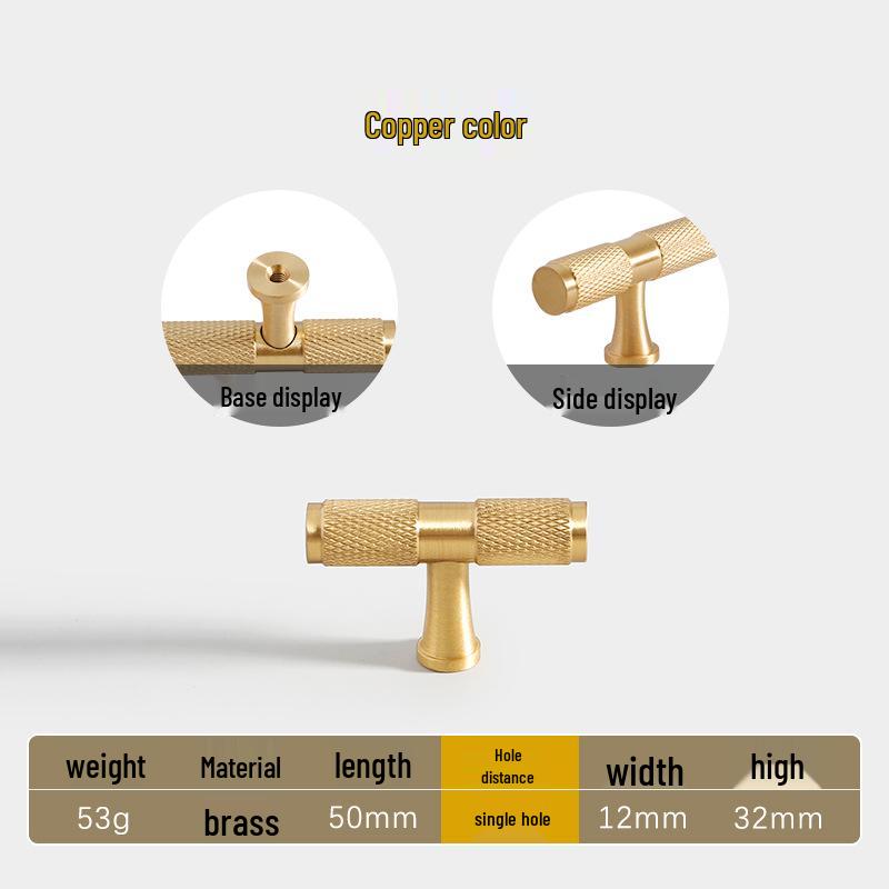 American Style Brass Wardrobe & Cabinet Door Handle - Retro French Copper Design