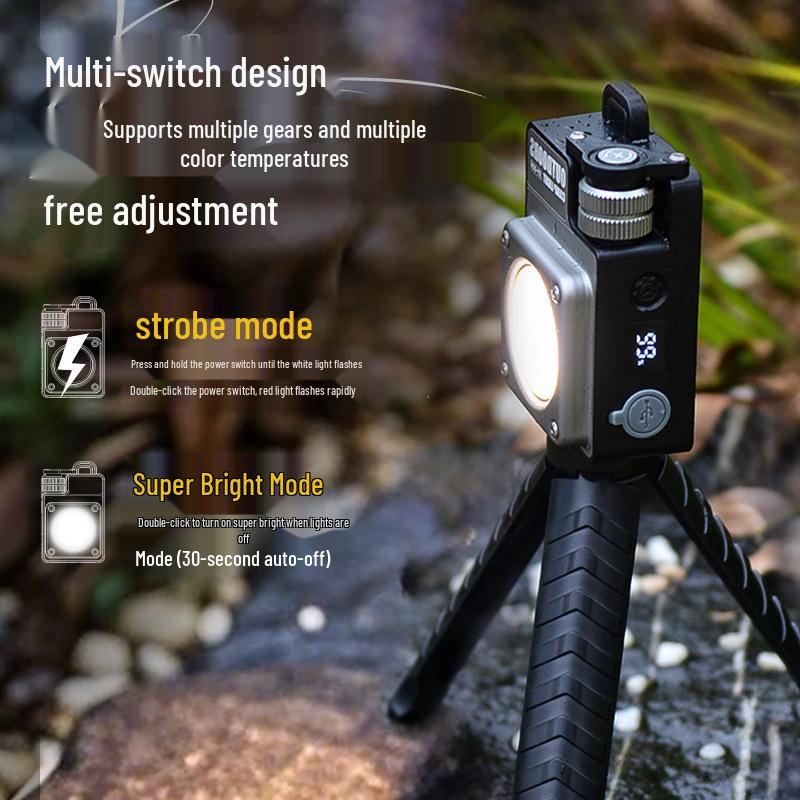 Multifunctional LED Camping Light with USB Charging & Magnetic COB Work Light