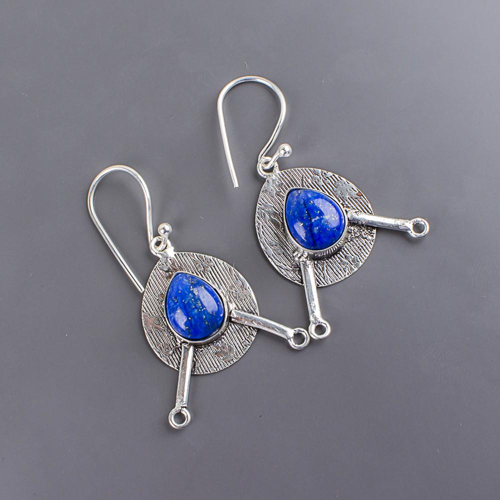 Lapis Lazuli Earrings Handmade Gemstone Jewelry, 925 Solid Sterling Silver Earrings, Unique Design Jewelry Earrings