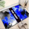 1PC Custom Name Blue Splash Artwork Theme Floor Mat Ideal for Living Room, Game Rooms, Office, Bedroom,Floor Mat Playful Design