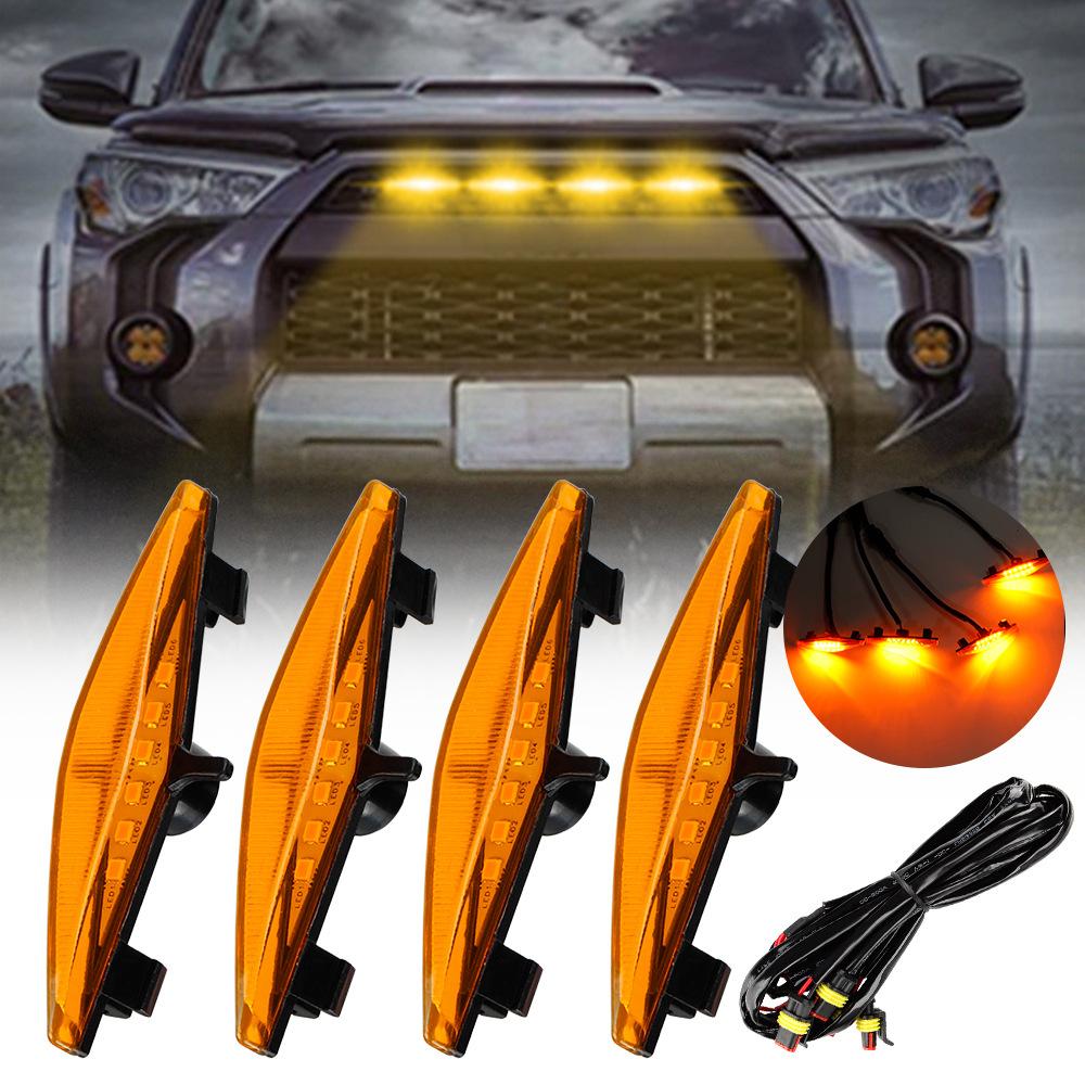12V Grille Car Front Bumper Hood Grille Marker Lamp DRL Indicator Signal Light Car Styling For Toyota 4Runner TRD Pro 2014-2019