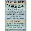Retro Metal Camping Rules Sign Suitable for RVs Cabins and Indoor Iron Wall Decorations Fun Camping Theme Plaque with Englis
