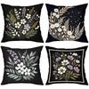 Floral Pattern Black Throw Pillow For Home Decor Polyester Pillowcase, Sofa Decorative Cushion Cov Headboard Pillow