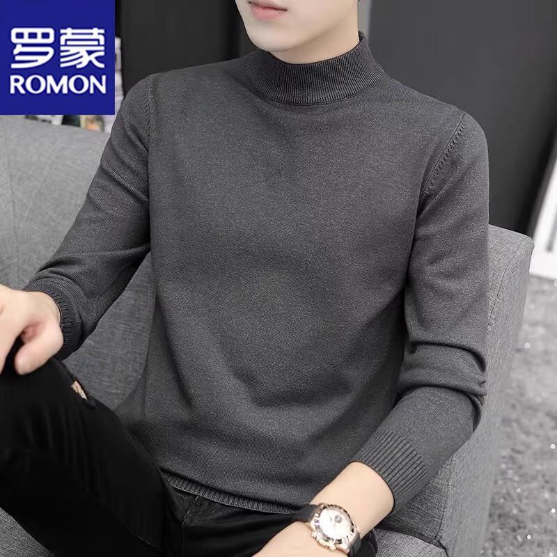 ROMON Men's Casual Round Neck Knit Sweater