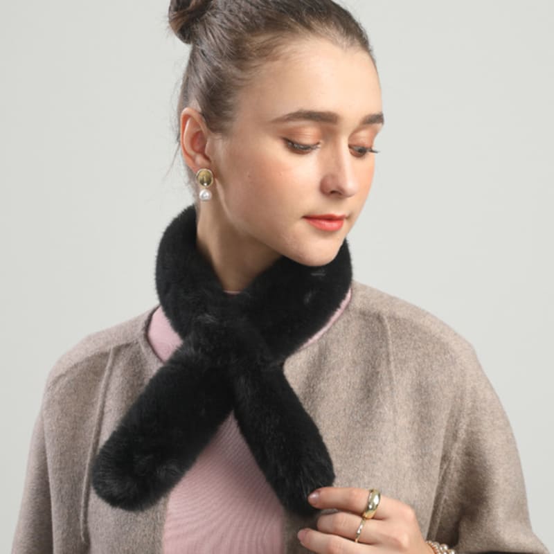 LALA Fur Scarf Petite-Z Black