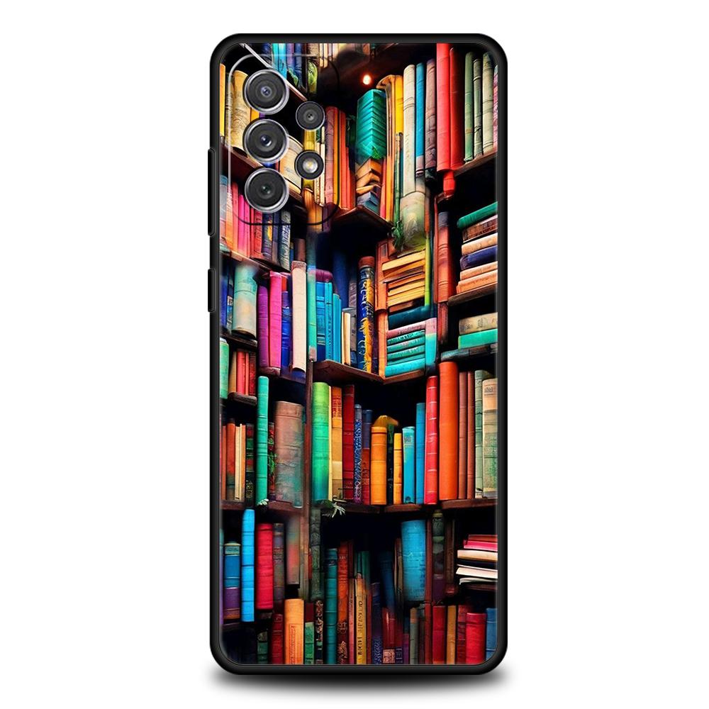 

Vintage Bookcase Painted Phone Case for Samsung Galaxy A13 A15 A22 A23 A25 A31 A32 A33 A35 A41 A51 A52 A53 A55 Soft TPU Shell Samsung A33 5G