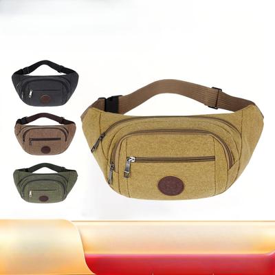 1Pc Fanny Pack Men's Outdoor Sports Mountaineering Men's Breast Bag Canvas Mobile Phone Bag Construction Site Work Cashier Messenger Bag