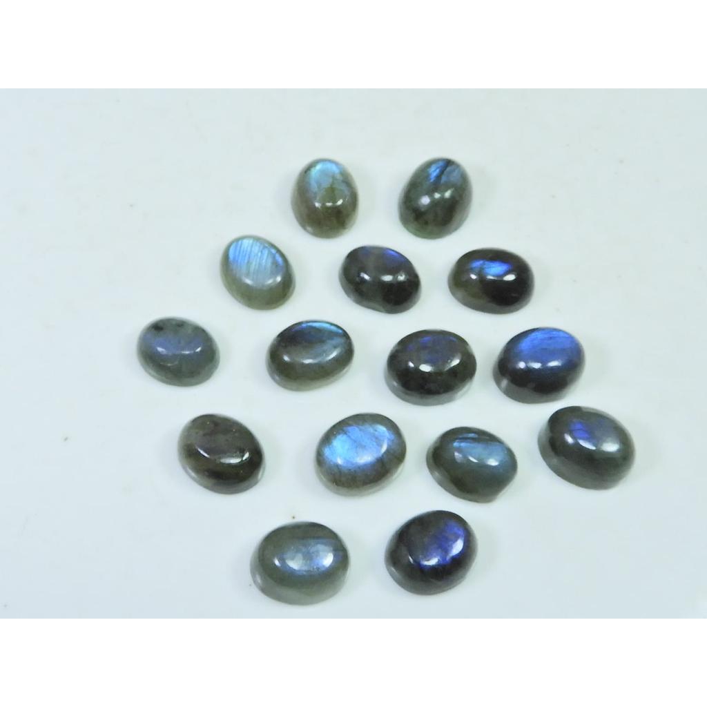 8X10MM Natural Labradorite Blue Fire Oval Cabochon Loose Gemstone 15Pcs Lot C-1087