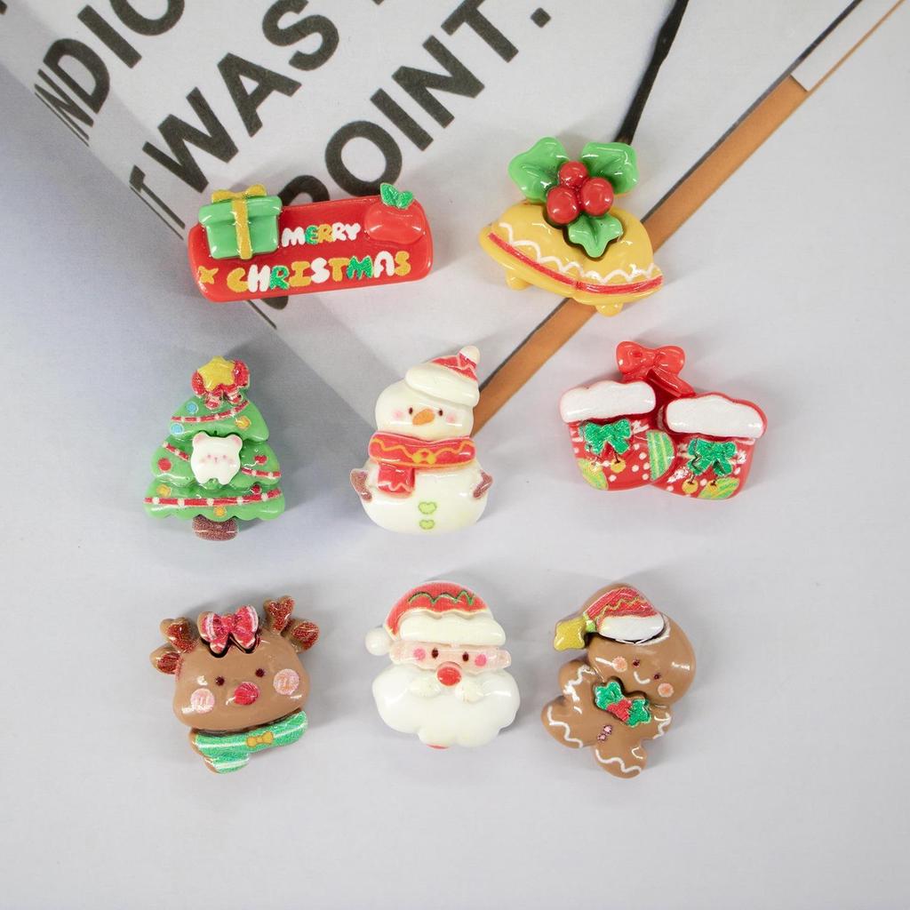Christmas Santa Claus Bells Resin DIY Hair Clips & Refrigerator Magnets
