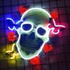 UV Printed LED Neon Skull Wall Decor - Industrial Style