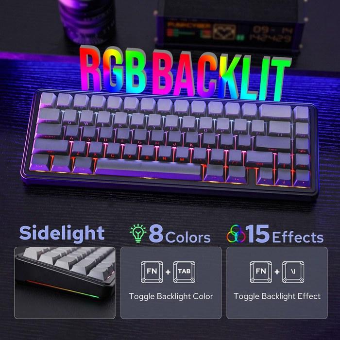 EPOMAKER x AULA F65 65% Wireless Mechanical Keyboard – Hot-Swappable, Gasket Mount, RGB Backlight, Bluetooth/2.4GHz/USB-C, Pre-Lubed Linear