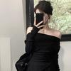 Korean Y2K Ins Bottoming T-shirt Off-shoulder Long Sleeve Tops  Spring Autumn Winter