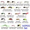 126/133/147PCS Scud Nymph Midge Larvae Ultra-thin Portable Fishing Box Set Trout Grayling Panfish Lure Carp Artificial Fish Bait