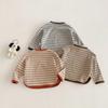 Korean Style Striped T-shirt for Girls - Trendy Spring Layered Color Block Design
