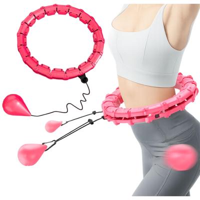 East Leaf Hula Hoop, Weight Loss, No-Fall Rope Hula Hoop, 18 Sections, Adult, Indoor Exercise, Quiet, Adjustable, Suitable for Beginners, Pink