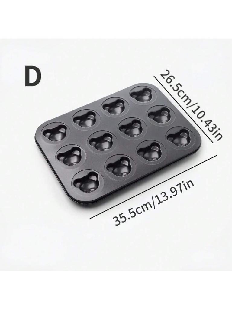 1PCS Bear Baking Mold 4 Cavities Cartoon Baking Tray Non-stick Carbon Steel Tray DIY Decorative Cookies Baking Kitchen Tools