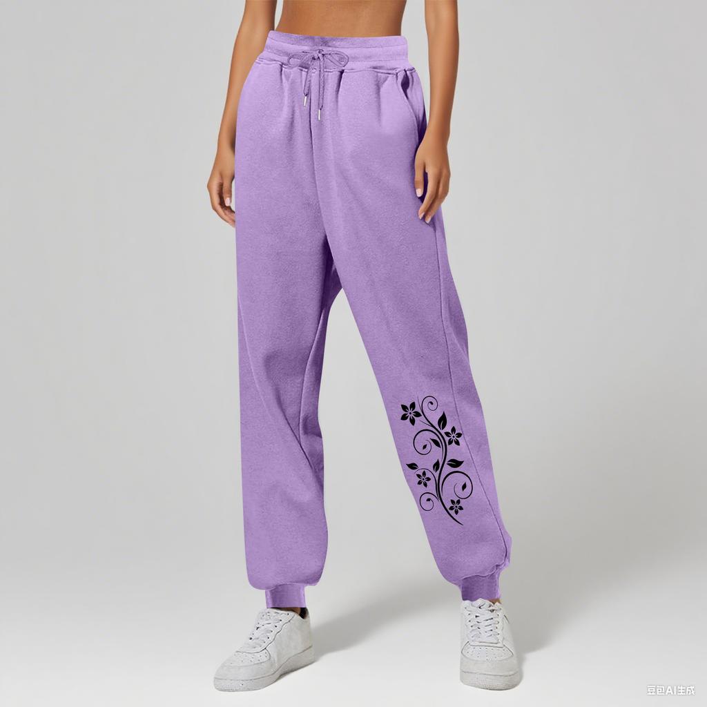 Ladies' Printed Unisex Casual Pocket Drawstring  Pants