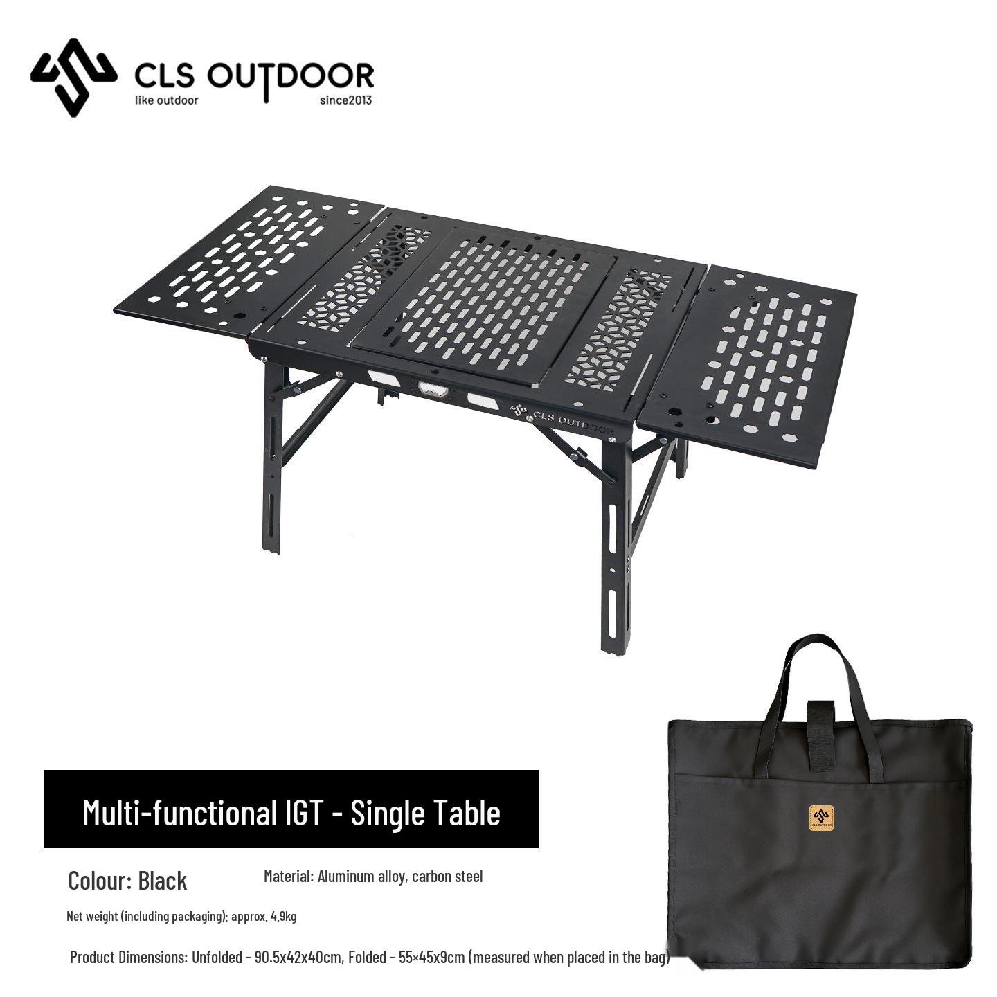 CLS IGT Tactical Folding Aluminum Camping Table - Portable, Multifunctional, and Expandable for Outdoor BBQ Adventures