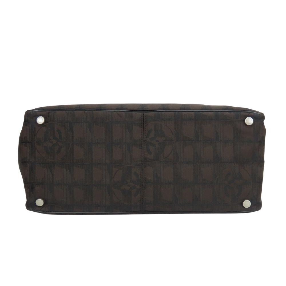 Used CHANEL Tote Bag MM New Travel Line Jacquard Nylon Marron Everyday Use