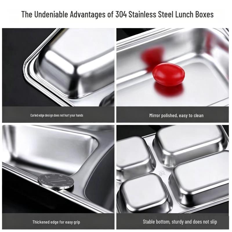 304 Stainless Steel Divided Lunch Plates with Cartoon Monkey Face (5-pack)