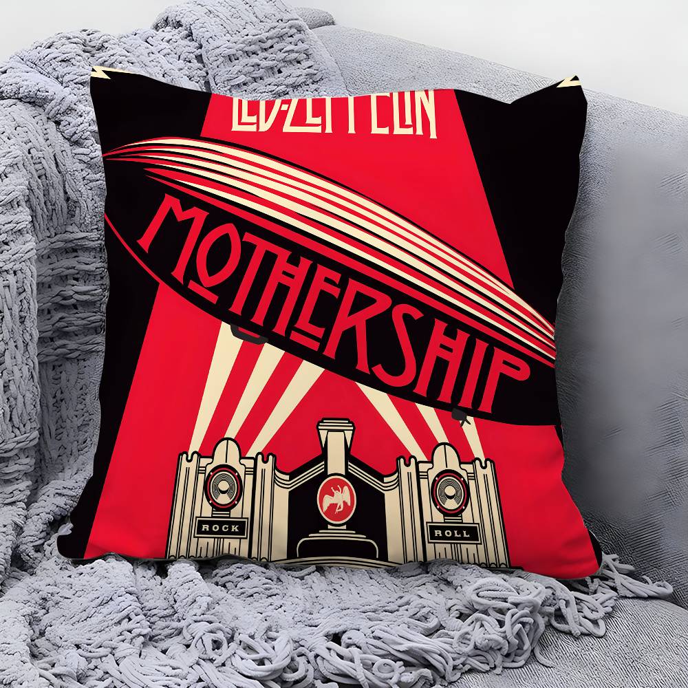 Band L-Led Z-Zeppelin Pillow Case Square Double‑Sided Print Cushion Case For Sofa Home Bedchamber Decor Gift