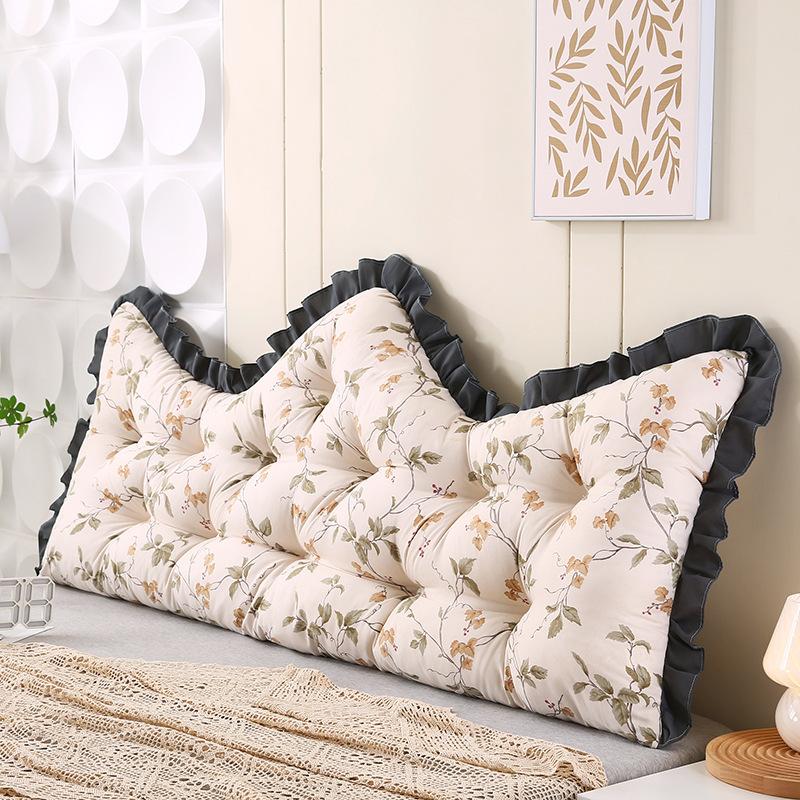 

Palace Crown Shaped Bedroom Cushion Crystal Velvet Lace Headboard Cushions Secure The Backrest with Straps Tatami Soft Bag Anti-collision Headboard Cushion 90x50x16cm