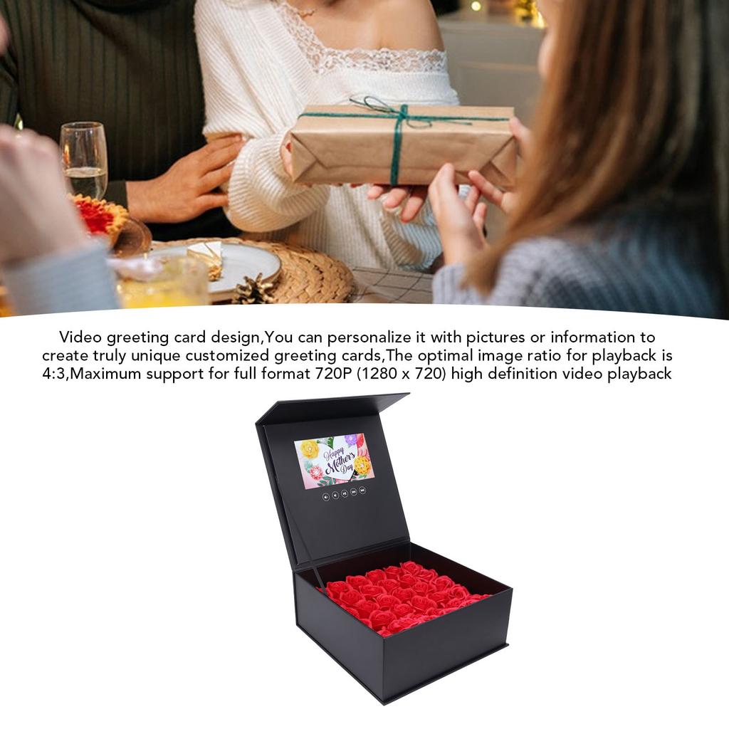 Jewelry Flower Box 7 Inch Color Display Video Greeting Card High Definition Playback for Wedding Advertising Marketing