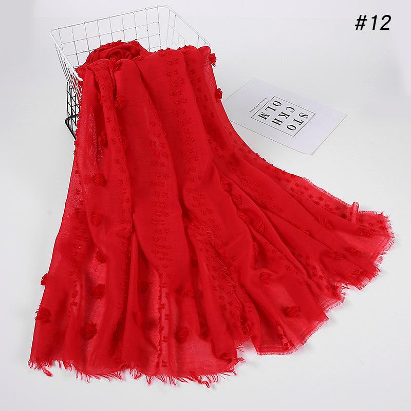 Flocked Bubble Chiffon Scarf Hijabs For Muslim Women Soild Color Breathable Islamic Headscarf Arab Head Scarves