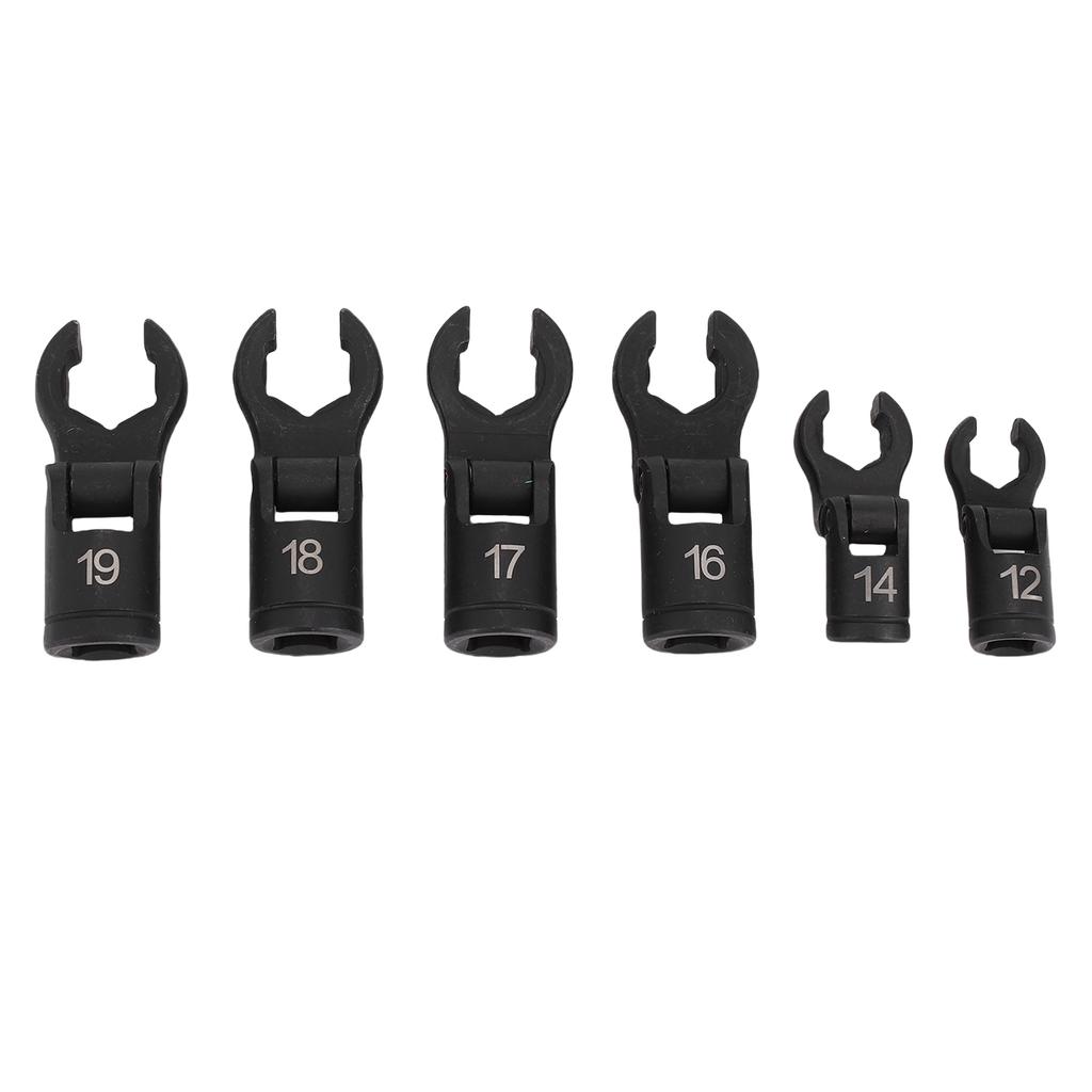 6PCS Crows Foot Wrenches 1 2 3 8 Inch Drive 6 Point Socket 180 Degree Flexible Head Fuel Line Wrench Set 12mm 14mm 16mm
