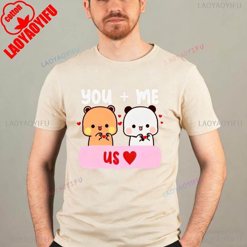 Kawaii DUDU BUBU Amoureux Couples Toi et Moi Pour Toujours Mignons Oursons de Dessin Animé Couple T-shirt Assorti Mode Décontracté T-shirt Imprimé Hauts