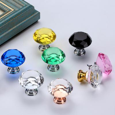 6Pcs Ultra-light 40mm K9 Crystal Glass Zinc Alloy Cabinet Drawer Handle Knobs