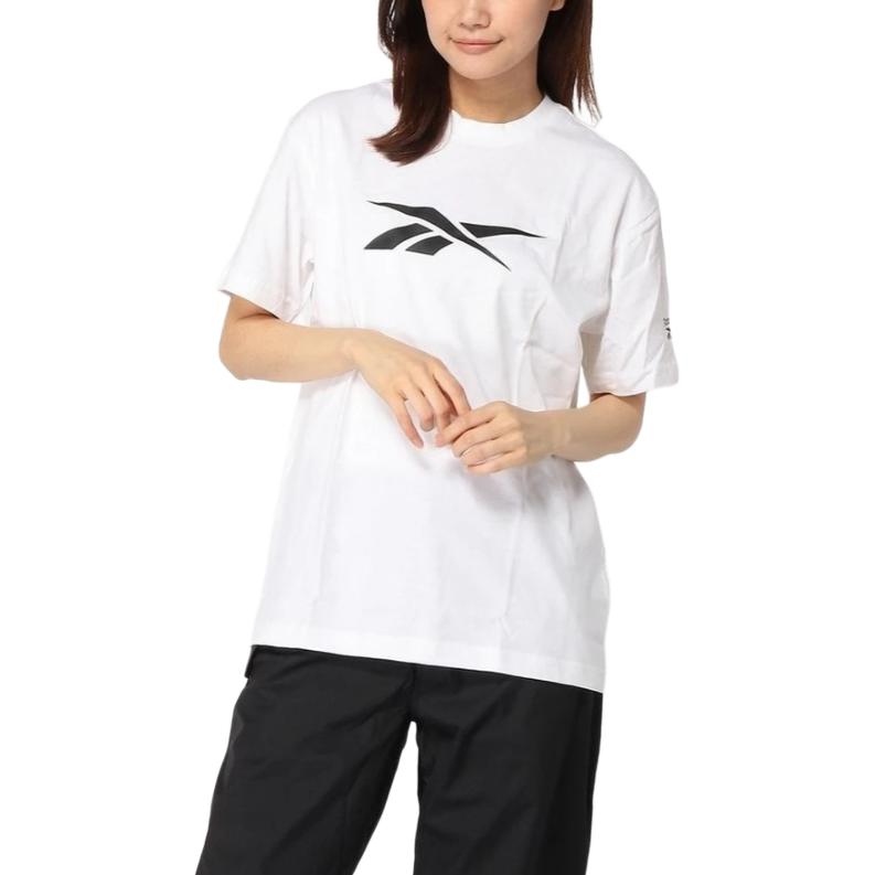 Reebok T Shirts Women's White Crew Neck Moderate Straight Fit GV5522