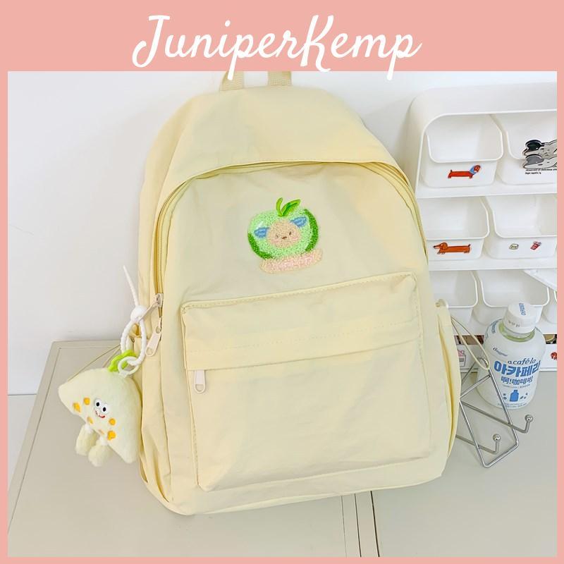 Dopamin Rucksack Für Mittelschüler Mit Einfarbigem Design Und Cartoon-Bären-Dekoration Für Den Schulgebrauch