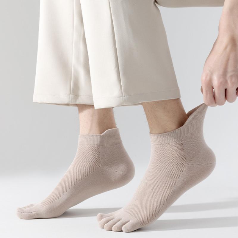5 Pairs Spring Summer Women Socks Soft Mesh Breathable Cotton Sweat Absorbent Five Finger Socks Outdoor Sports Split Toe Socks