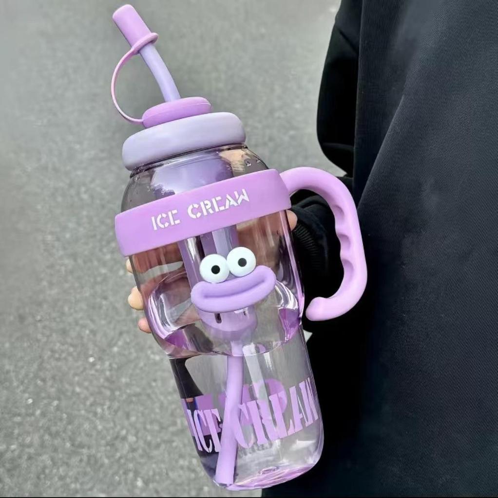 Lucky Belly Jumbo Water Bottle with Tea Infuser, Straw, High-Value Handle, and Convenient Ice Holder