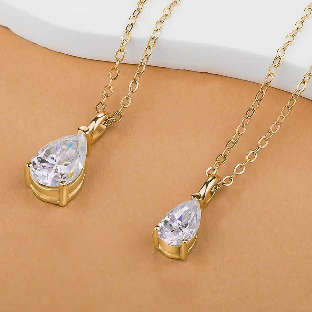 1CT 2CT Solitaire Moissanite Pendant Necklace for Women Pear/Oval/Marquise/Emerald Cut Lab Diamond S925 Silver Necklaces Jewelry