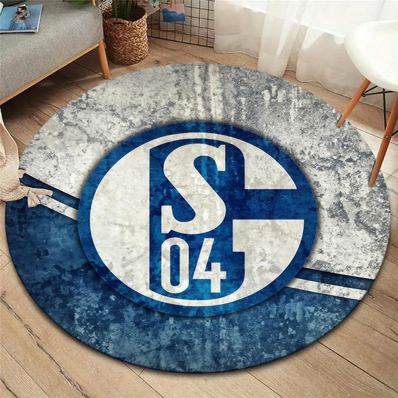 FC Schalke 04 Round Area Rug,Carpet Rug for Living Room Bedroom Sofa Playroom Decor,Non-slip Floor Mat