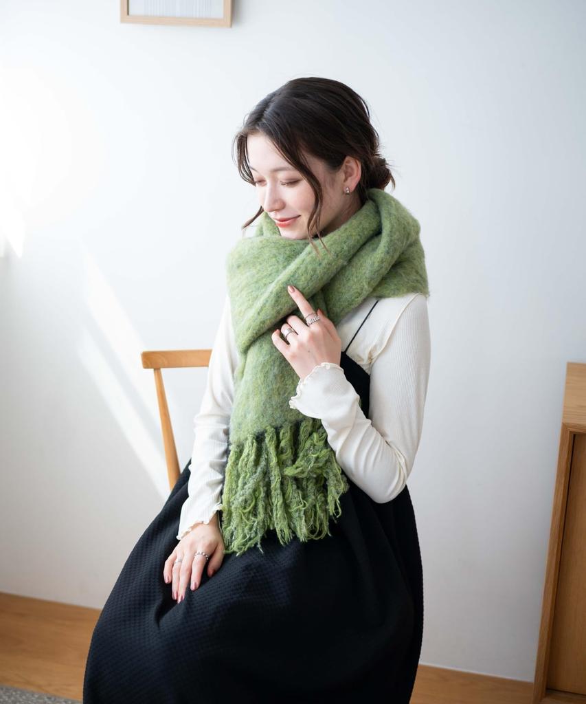 WEGO Unisex Boucle Knit Long Wrap Fluffy Solid School Size F Scarf, Scarf, Autumn/Winter Gift, Stole, Color, Uniform, Women's, Orange,