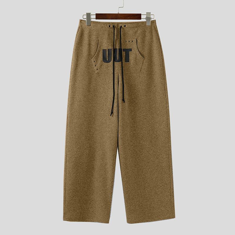 

INCERUN Весенние мужские длинные брюки на кулиске с эластичной талией и принтом букв, спортивные брюки 5XL хаки