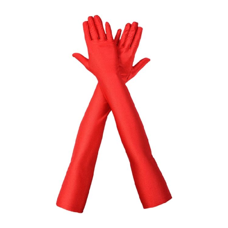 Elbow Length Sleeve Evening Gloves For Women Stretchy Soft Red Vintage Themed Event Accessories