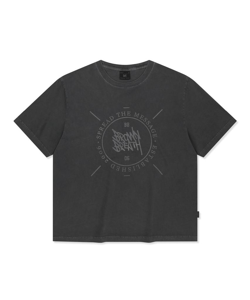 BROWNBREATH Stamp Tag Pigment Tee - Charcoal
